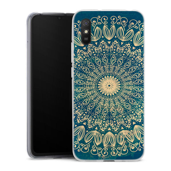 Coque pour Xiaomi Redmi 9A Blue organic boho mandala
