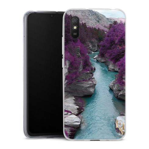 Coque Xiaomi Redmi 9A Cascade | Housse silicone, antichocs, protection optimale - Motif floral Purple