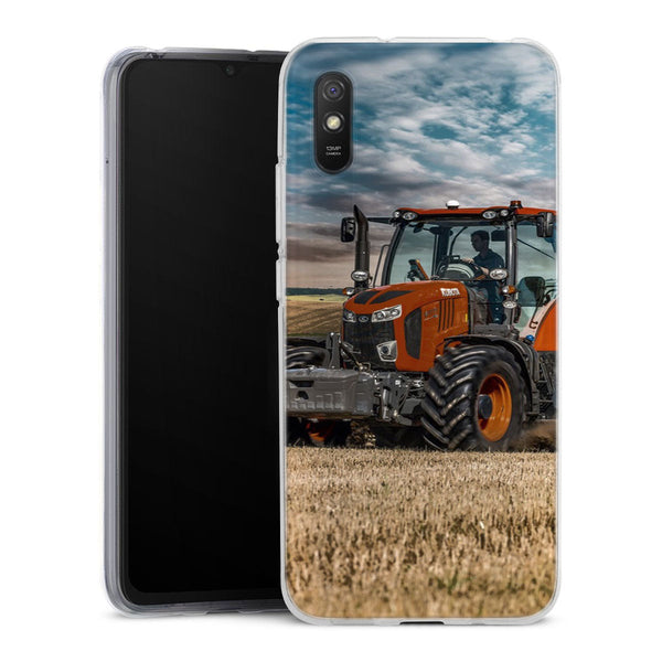 Coque Xiaomi Redmi 9A Farm Tractor Kubota | Housse silicone, antichocs, protection optimale - Motif floral Rouge