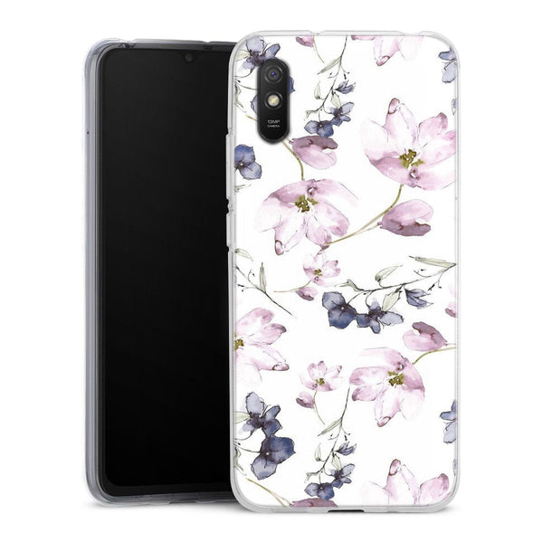 Coque Xiaomi Redmi 9A fleurs aquarelles | Housse silicone, antichocs, protection optimale - Motif floral Pastel