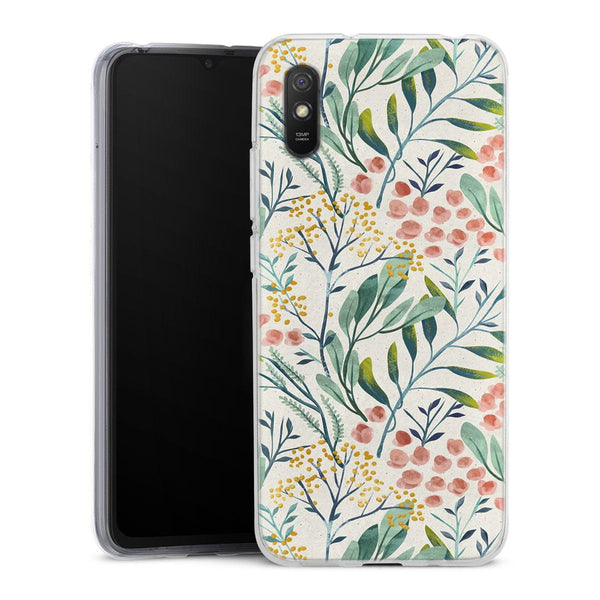 Coque Xiaomi Redmi 9A Jardin botanique | Housse silicone, antichocs, protection optimale - Motif floral