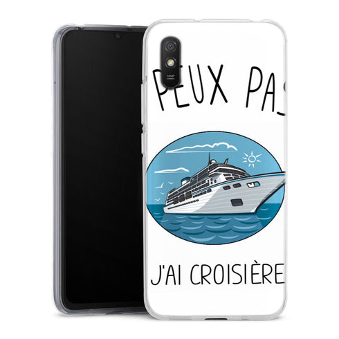 Coque Xiaomi Redmi 9A Je Peux pas J'ai Croisiere Bateau | Housse silicone, antichocs, protection optimale - Motif floral