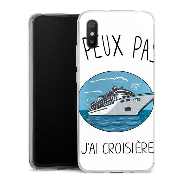 Coque Xiaomi Redmi 9A Je Peux pas J'ai Croisiere Bateau | Housse silicone, antichocs, protection optimale - Motif floral