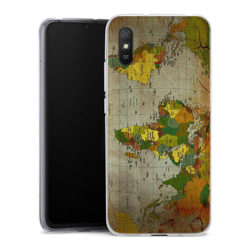 Coque Xiaomi Redmi 9A Mappemonde | Housse silicone, antichocs, protection optimale - Motif floral