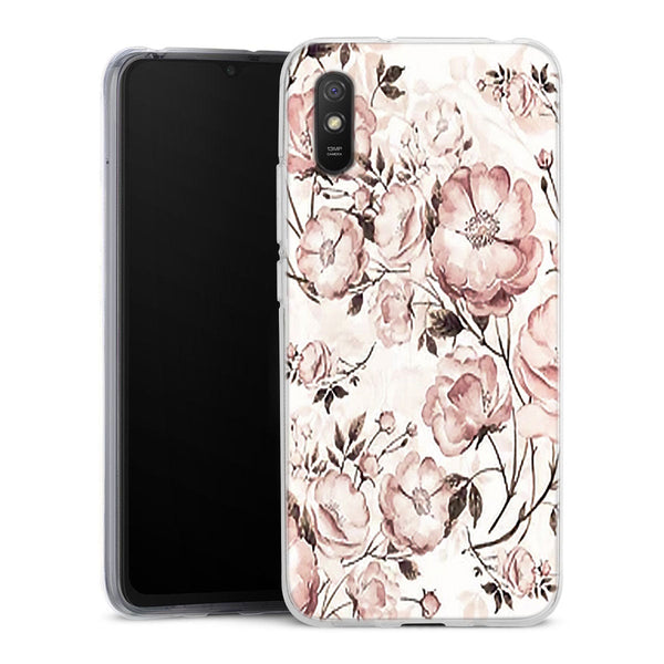 Coque Xiaomi Redmi 9A Roses et pivoines victoriennes | Housse silicone, antichocs, protection optimale - Motif floral