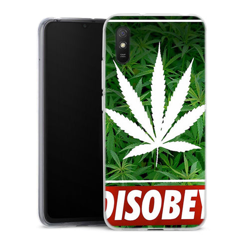 Coque Xiaomi Redmi 9A Weed Cannabis Disobey | Housse Antichoc Silicone Souple, Ultra Fine, Protection intégrale, Motif Floral