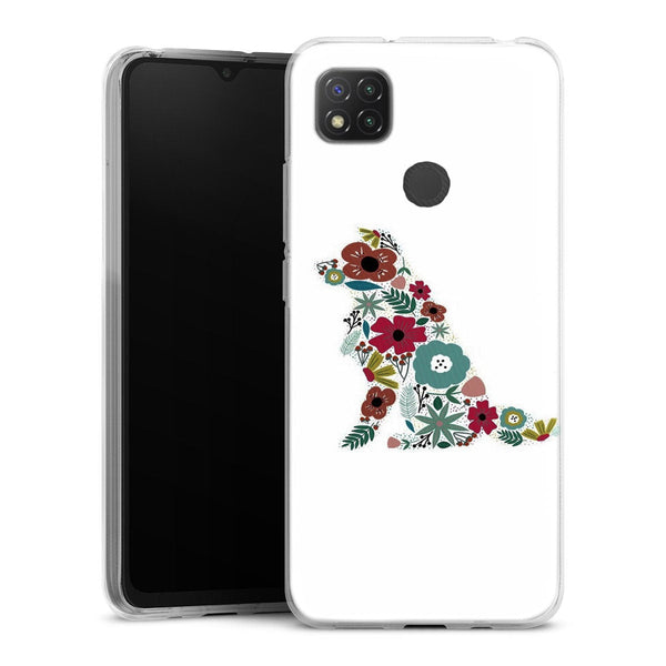 Coque Xiaomi Redmi 9C Border Collie floral | Housse silicone, antichocs, protection optimale - Motif floral et Chien