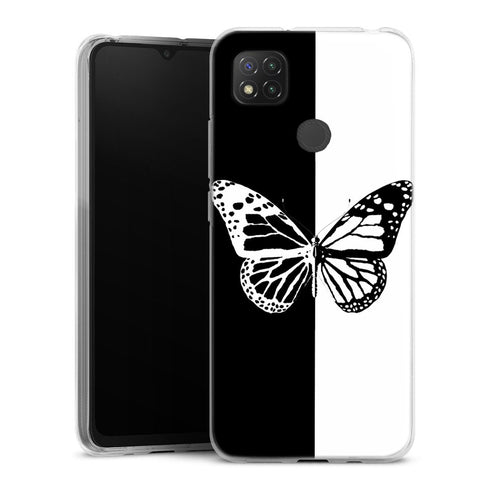 Coque Xiaomi Redmi 9C Butterfly Noir et Blanc