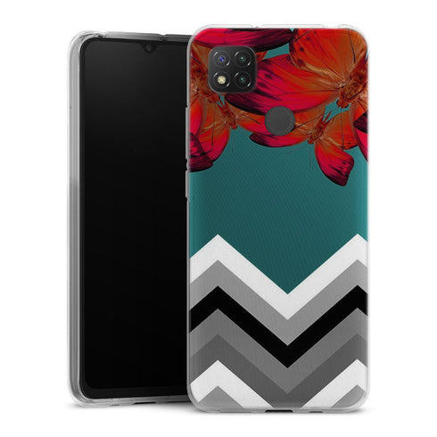 Coque pour Xiaomi Redmi 9C Papillon Aurore et Chevrons
