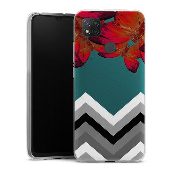 Coque pour Xiaomi Redmi 9C Papillon Aurore et Chevrons
