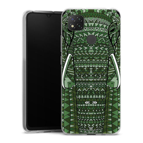 Coque Xiaomi Redmi 9C Elephant Vert Azteque