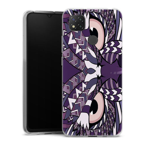 Coque Xiaomi Redmi 9C Hibou violet Azteque