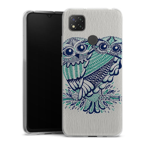 Coque Xiaomi Redmi 9C Hiboux Turquoises