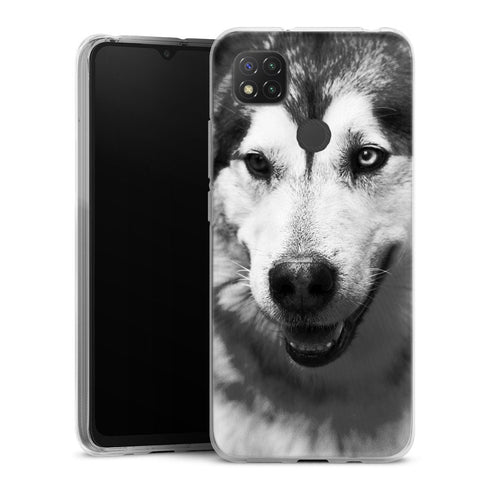 Coque Xiaomi Redmi 9C Husky aux Yeux Clairs