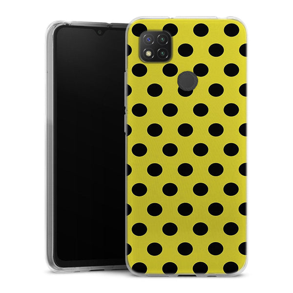 Coque pour Xiaomi Redmi 9C Jaune à Pois Noirs