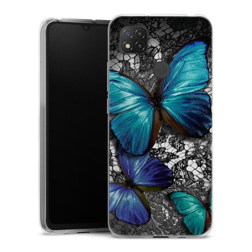 Coque Xiaomi Redmi 9C Papillon Turquoise