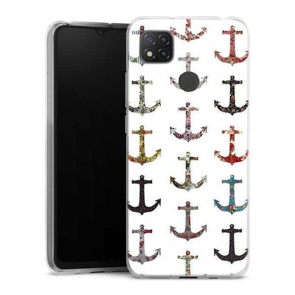 Coque Xiaomi Redmi 9C Pattern Ancre floral avec rose | Housse silicone, antichocs, protection optimale - Motif floral