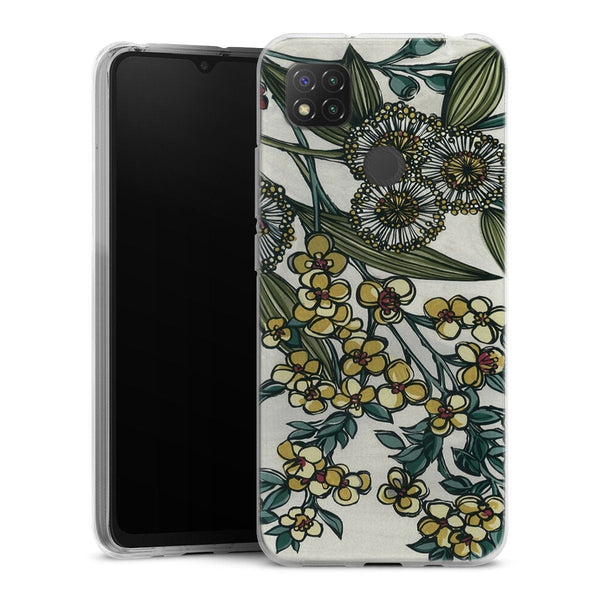 Coque Xiaomi Redmi 9C Retro Australian Native Floral | Housse silicone, antichocs, protection optimale - Motif floral