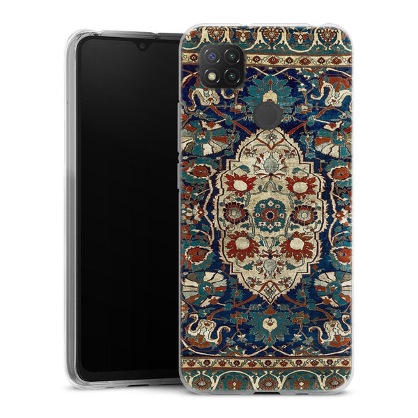 Coque Xiaomi Redmi 9C Tapis en soie persan Heriz ou Tabriz | Housse silicone, antichocs, protection optimale - Motif floral