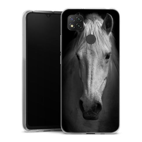 Coque Xiaomi Redmi 9C Tete de Cheval Noir et Blanc
