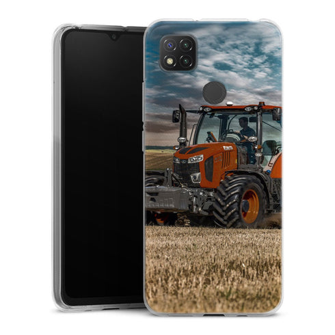 Coque Xiaomi Redmi 9C Farm Tractor Kubota | Housse silicone, antichocs, protection optimale - Motif floral Rouge