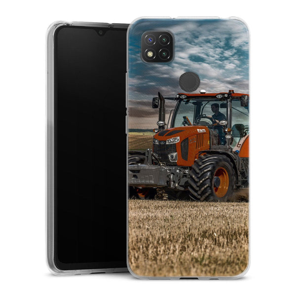 Coque Xiaomi Redmi 9C Farm Tractor Kubota | Housse silicone, antichocs, protection optimale - Motif floral Rouge