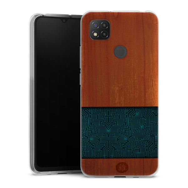 Coque Xiaomi Redmi 9C Natural Wooden Wood Bamboo | Housse silicone, antichocs, protection optimale - Motif floral