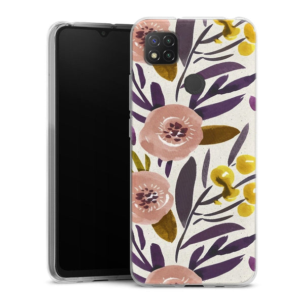 Coque Xiaomi Redmi 9C Novembre | Housse silicone, antichocs, protection optimale - Motif floral