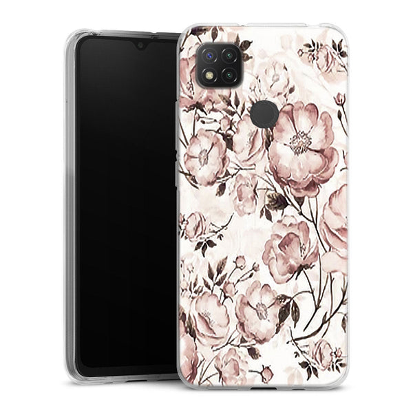 Coque Xiaomi Redmi 9C Roses et pivoines victoriennes | Housse silicone, antichocs, protection optimale - Motif floral