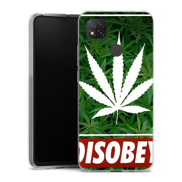 Coque Xiaomi Redmi 9C Weed Cannabis Disobey | Housse Antichoc Silicone Souple, Ultra Fine, Protection intégrale, Motif Floral