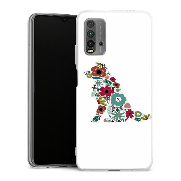 Coque Xiaomi Redmi 9T Border Collie floral | Housse silicone, antichocs, protection optimale - Motif floral et Chien