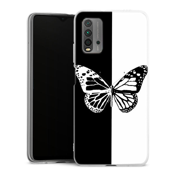 Coque Xiaomi Redmi 9T Butterfly Noir et Blanc