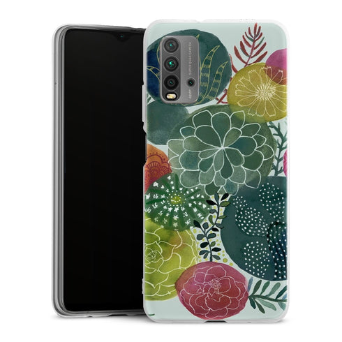 Coque Xiaomi Redmi 9T fleurs de cerisier orientales blanches et rouges | Housse silicone, antichocs, protection optimale - Motif floral Rouge