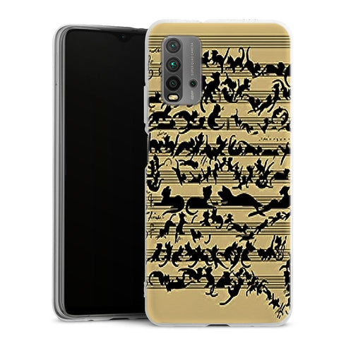 Coque Xiaomi Redmi 9T Clef musicale pour chat