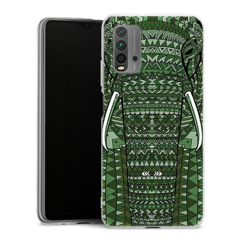 Coque Xiaomi Redmi 9T Elephant Vert Azteque