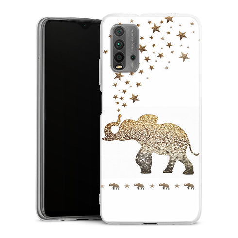 Coque Xiaomi Redmi 9T Gatsby gold glitter elephant