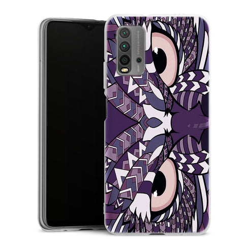 Coque Xiaomi Redmi 9T Hibou violet Azteque