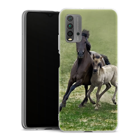 Coque Xiaomi Redmi 9T Horses, Wild Duelmener ponies, mare and foal