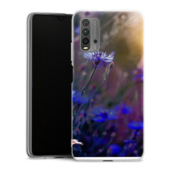 Coque Xiaomi Redmi 9T Jardin Fleuri Violet Doré | Housse silicone, antichocs, protection optimale - Motif floral