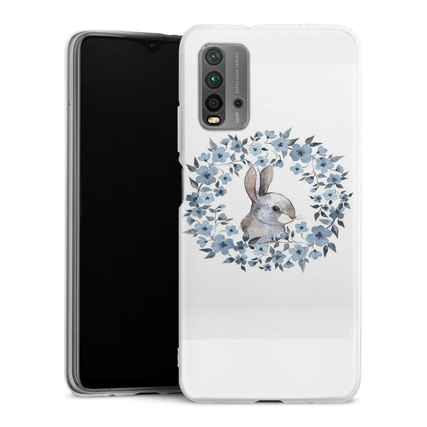 Coque Xiaomi Redmi 9T Lapin Fleur Bleue