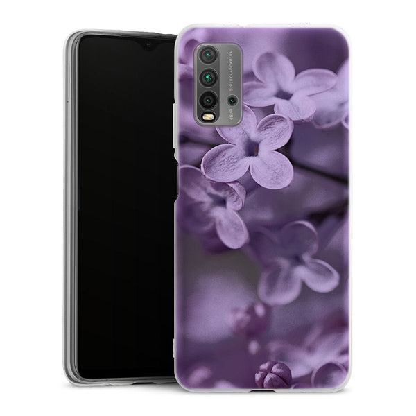 Coque Xiaomi Redmi 9T Lilas | Housse silicone, antichocs, protection optimale - Motif floral violet