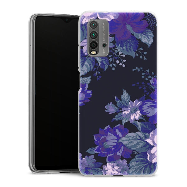 Coque Xiaomi Redmi 9T Motif Floral de minuit | Housse silicone, antichocs, protection optimale - Motif floral
