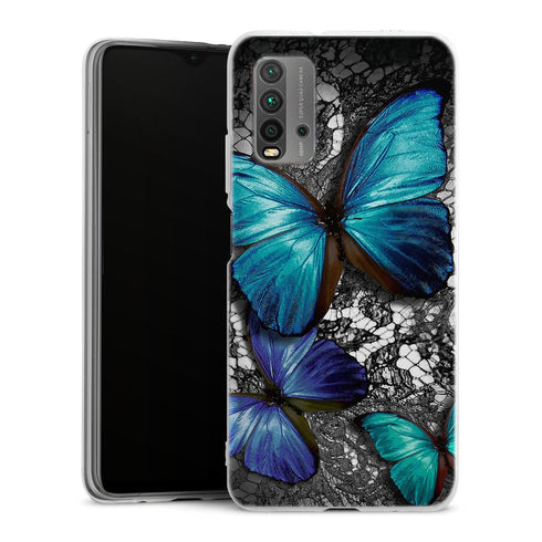 Coque Xiaomi Redmi 9T Papillon Turquoise