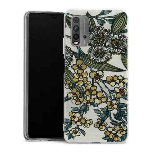 Coque Xiaomi Redmi 9T Retro Australian Native Floral | Housse silicone, antichocs, protection optimale - Motif floral