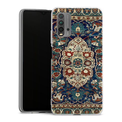Coque Xiaomi Redmi 9T Tapis en soie persan Heriz ou Tabriz | Housse silicone, antichocs, protection optimale - Motif floral