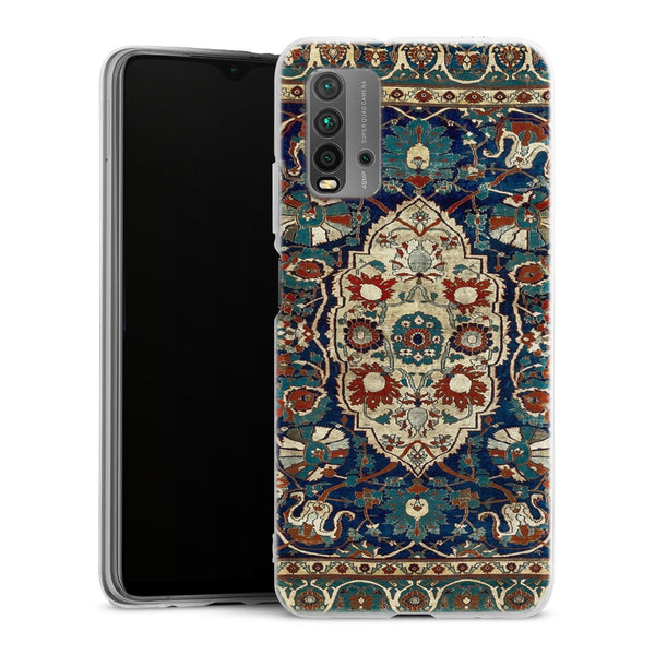 Coque Xiaomi Redmi 9T Tapis en soie persan Heriz ou Tabriz | Housse silicone, antichocs, protection optimale - Motif floral