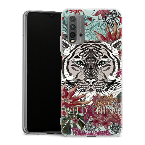 Coque Xiaomi Redmi 9T Wild Thing | Housse Antichoc Silicone Souple, Ultra Fine, Protection intégrale, Motif Floral