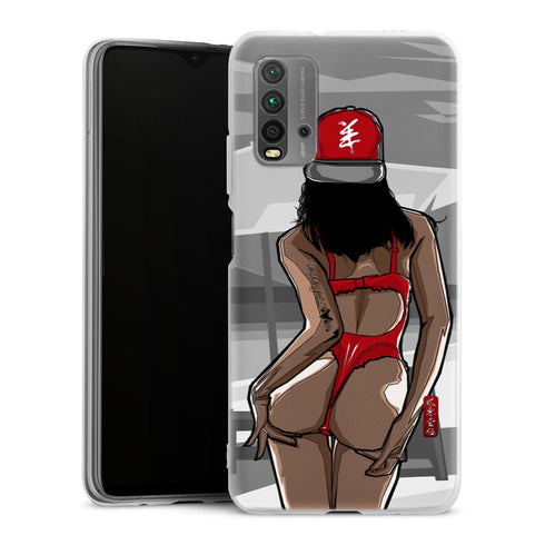 Coque Xiaomi Redmi 9T Beach Girl Sunset | Housse silicone, antichocs, protection optimale - Motif floral Soleil