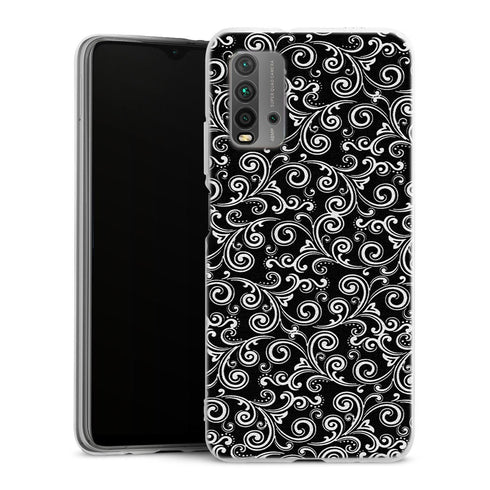Coque Xiaomi Redmi 9T Black and white swirls