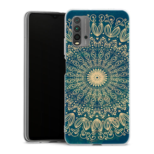 Coque pour Xiaomi Redmi 9T Blue organic boho mandala